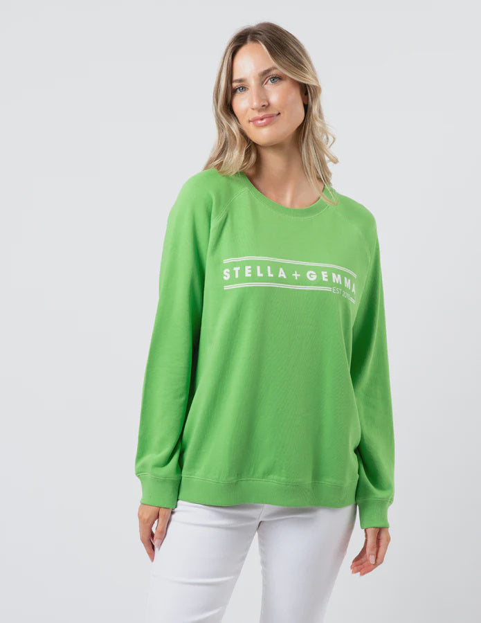 STELLA & GEMMA CLASSIC SWEATER PEAR WITH S&G