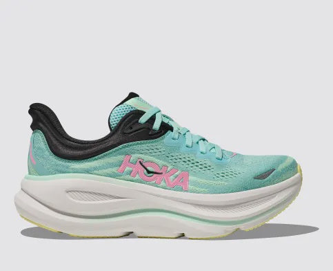 HOKA WOMENS BONDI 9 BLUE SPARK/ MINT FLUORITE