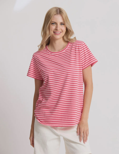 STELLA & GEMMA CLASSIC STRIPE TEE PINK/RED