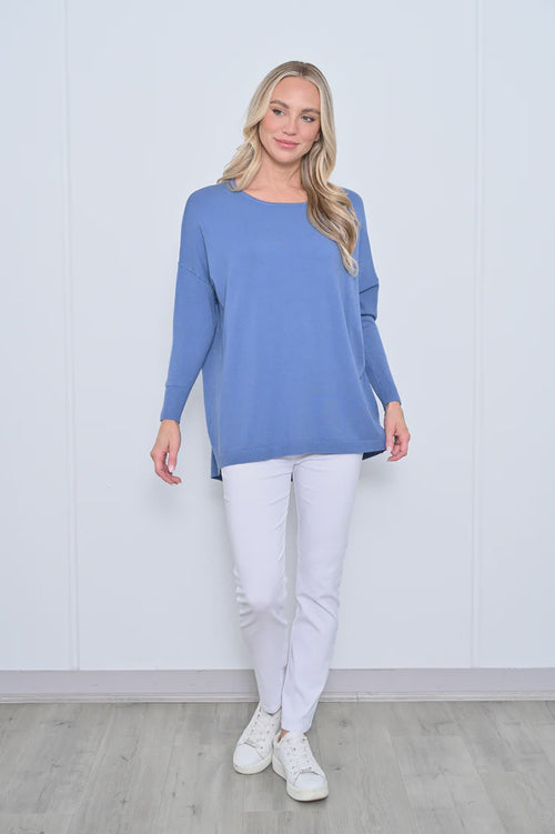 CALI & CO JUMPER CA132 DENIM DUSTY BLUE