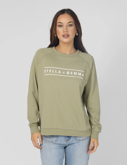STELLA & GEMMA CLASSIC SWEATER MINT & WHITE SG25AW684