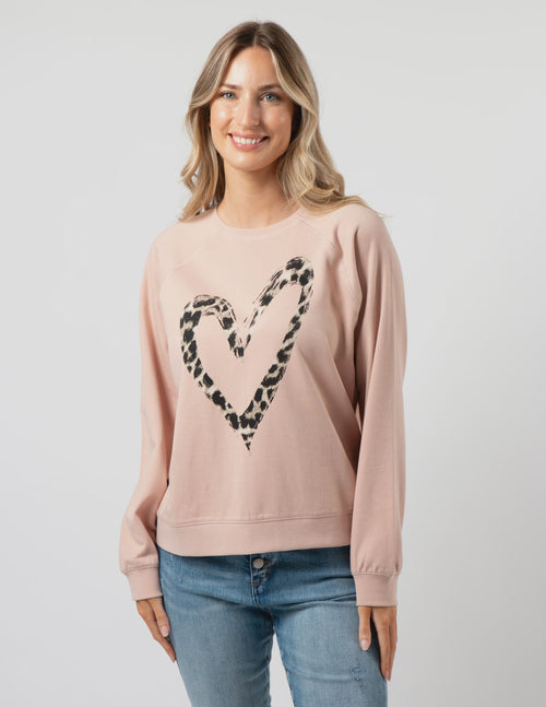 STELLA & GEMMA SWEATER EVERYDAY BLUSH LEOPARD HEART