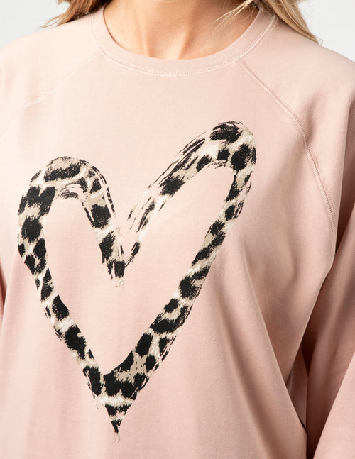 STELLA & GEMMA SWEATER EVERYDAY BLUSH LEOPARD HEART