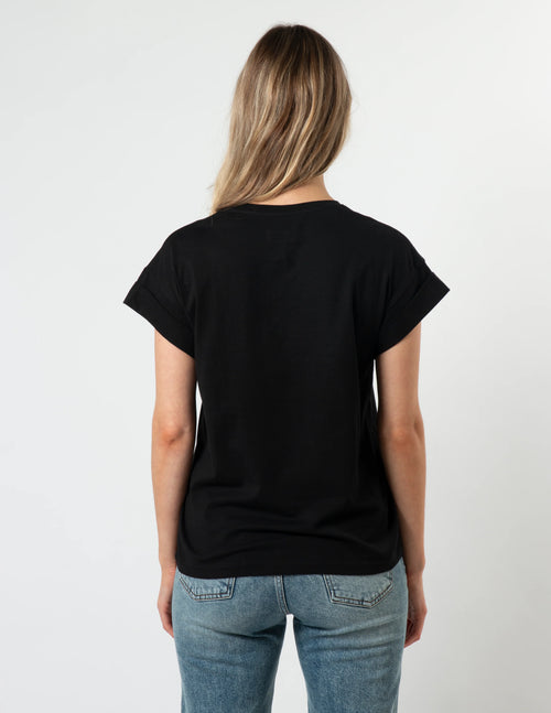 STELLA & GEMMA T SHIRT BLACK WITH SILVER