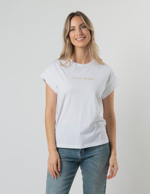 STELLA & GEMMA TSHIRT WHITE WITH GOLD