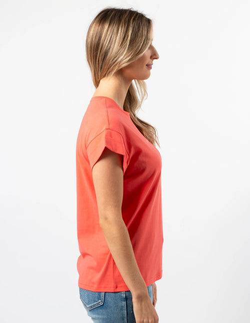 STELLA & GEMMA SGTS3478 CUFF SLV T-SHIRT CORAL