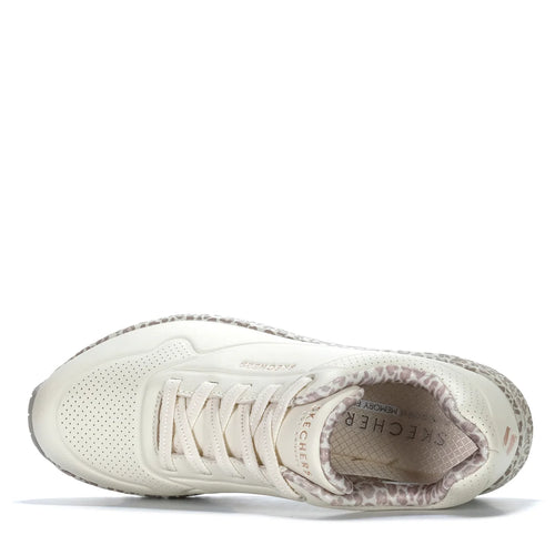 SKECHERS UNO WHITE LEOPARD 155412 WHLD