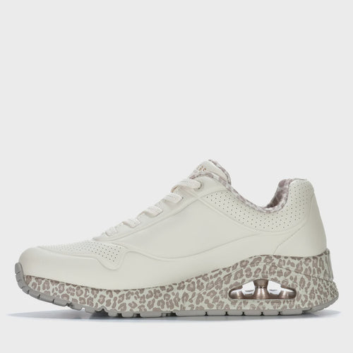 SKECHERS UNO WHITE LEOPARD 155412 WHLD